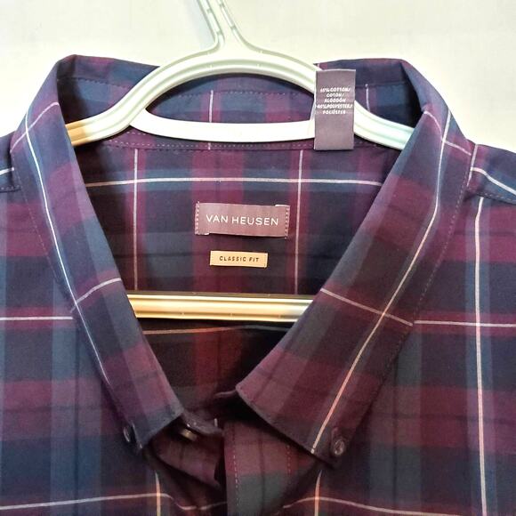Van Heusen Multicolor Plaid Classic Fit Button Shirt XXL - Picture 5 of 7